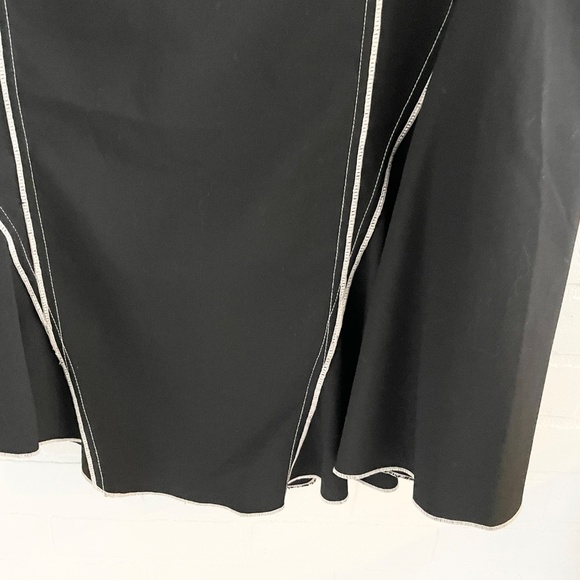 Vintage Y2K Midi Skirt Black Cream Asymmetrical Mermaid Wool blend Sz 12 - Picture 5 of 10